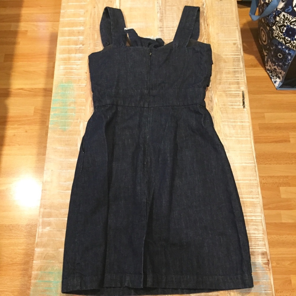 NWT Whit Anthropologie Denim Cutout Knot Dress 8 blue bow - Picture 3 of 8